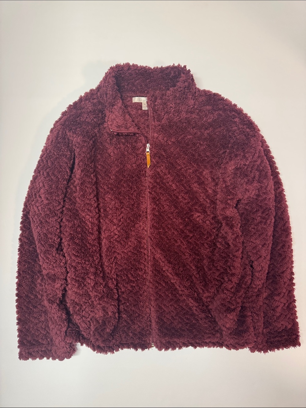Plush Zip-Front Utility Jacket in Deep Burgundy